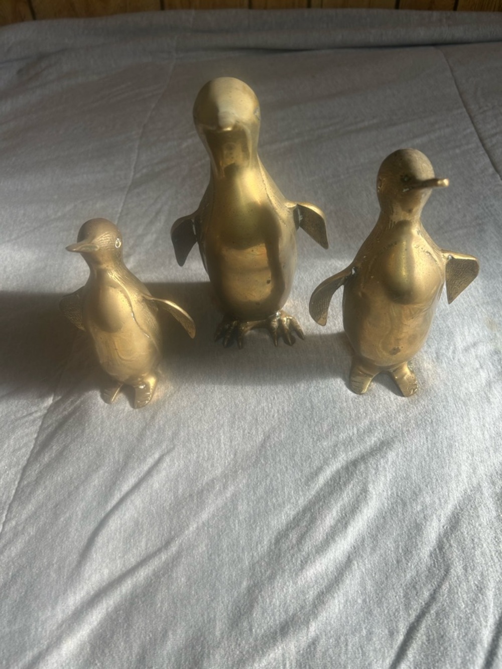 Brass Penguin Figurine Set - Brass Decorative Penguins for Home Accents Decor